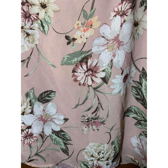 Haute Monde Blouse Business Casual Floral Boho Cottage Cold Shoulder Pink Large - Picture 9 of 10